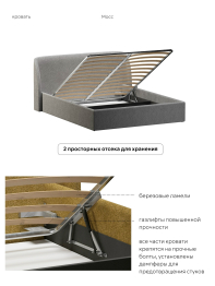 Кровать 180х200, двуспальная с подъёмным механизмом букле