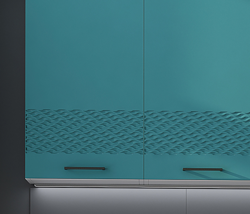 Кухонные гарнитуры, Кухня Лагуна 2,0 м Морская волна/Дуб седой МДФ