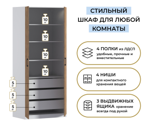 Шкаф двухдверный Макс 1000 мм, вариант №5 (ЛДСП)