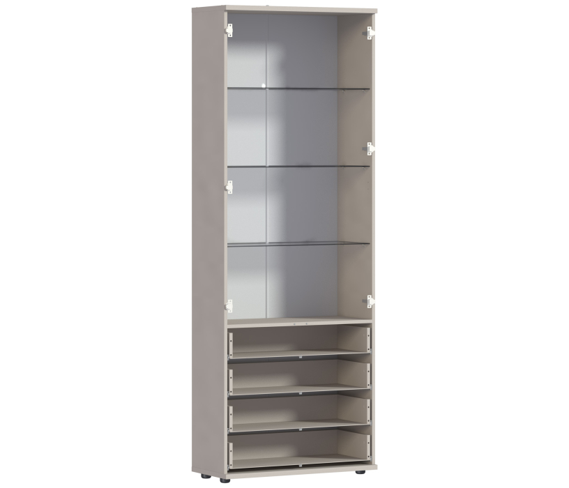 , Сити СБ-2925 Шкаф-витрина Бежевый песок/МДФ Кофе