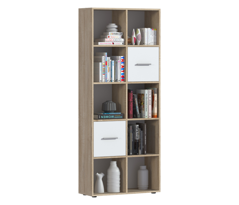 Стеллажи, Стеллаж Мамбо СБ-3215 Дуб Сонома/Белый