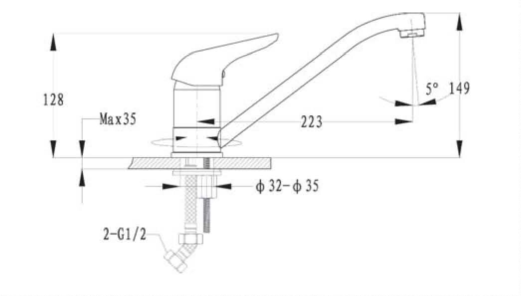 Смесители, Смеситель GranFest для кухни D-40mm