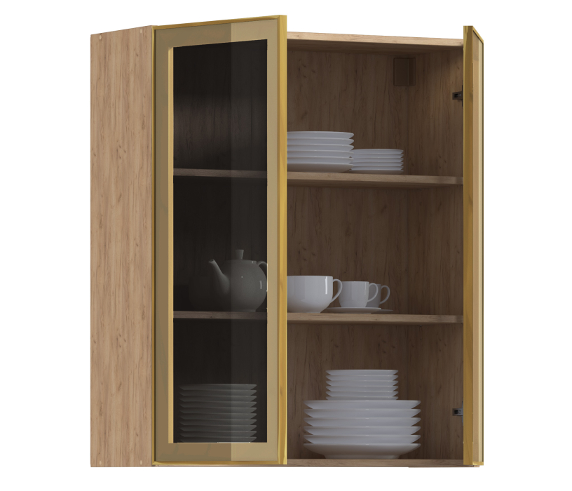 Навесные, Навесной шкаф Регина РП-180 (Дуб Вотан/Витрина Золото)