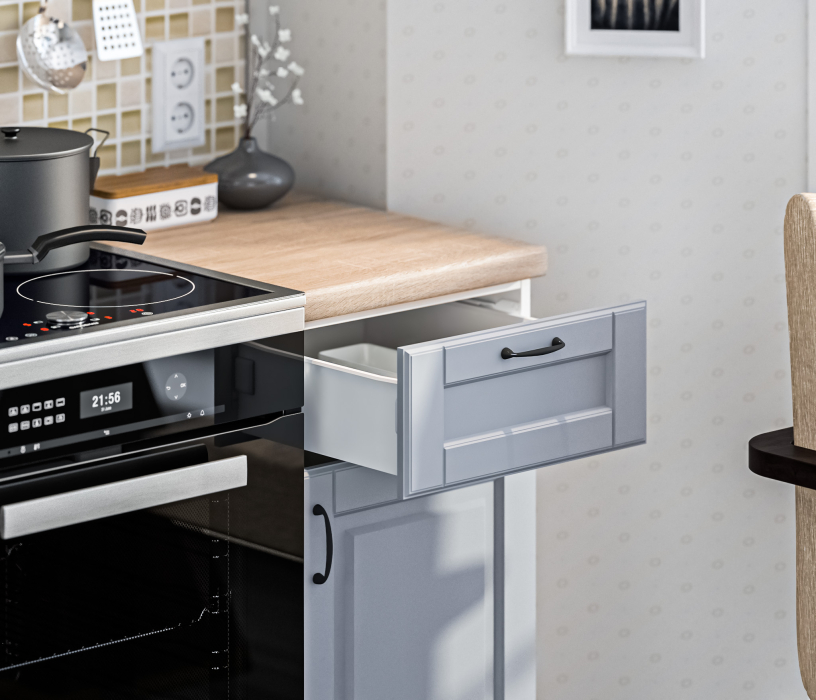 Кухонные гарнитуры, Кухонный гарнитур Регина Белый/ МДФ Серый светлый 2,4 м